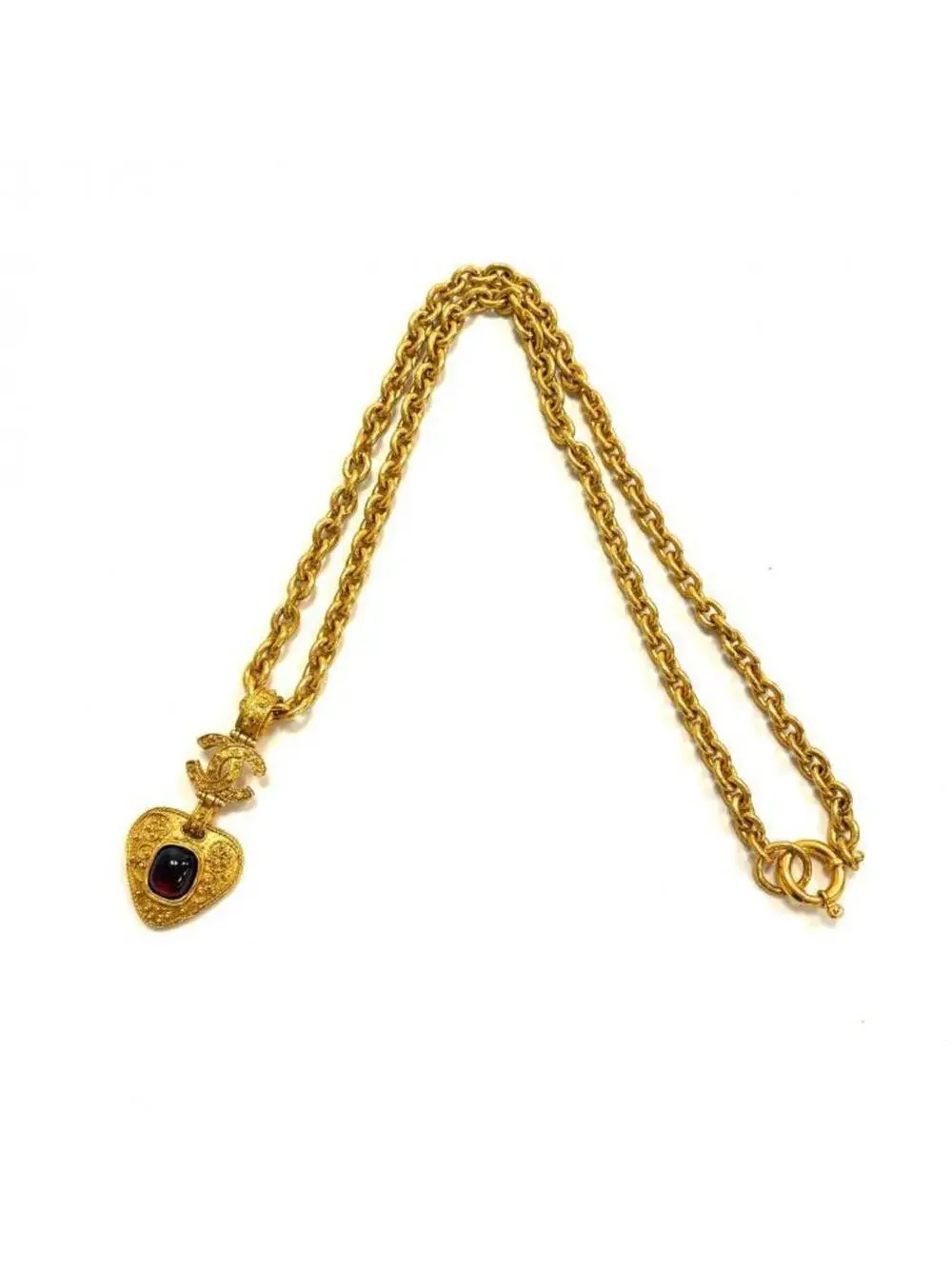 Chanel Cc Logo Chain Heart Pendant #357925C18B